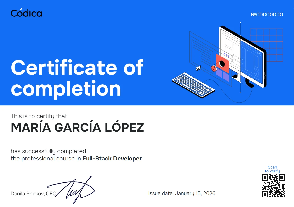 Muestra del certificado de Códica