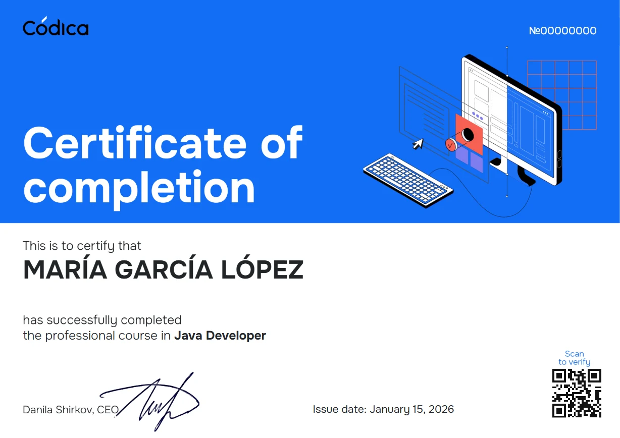 Muestra del certificado de Códica