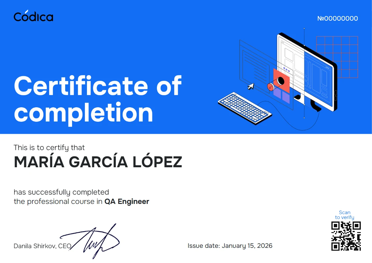 Muestra del certificado de Códica